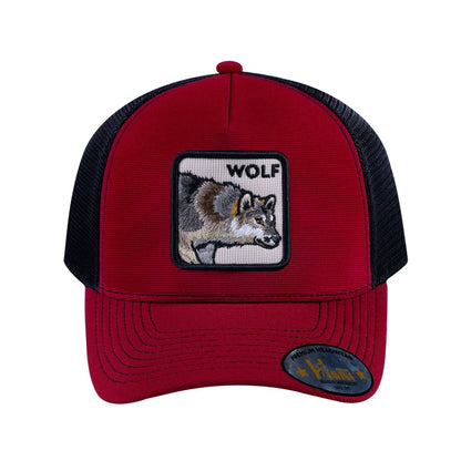 Wolf V2 5-Panel Trucker Hat with Burgundy front and Black back