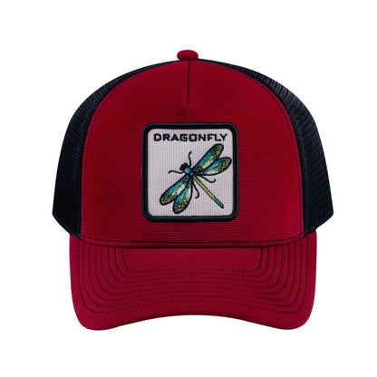 Dragonfly V2 5-Panel Trucker Hat with Burgundy front and Black back