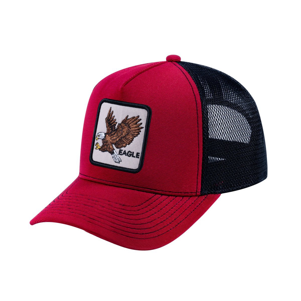 Eagle V2 5-Panel Trucker Hat with Burgundy front and Black back