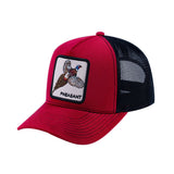 Pheasant V2 5-Panel Trucker Hat with Burgundy front and Black back