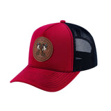 Gemini Zodiac V2 5-Panel Trucker Hat with Burgundy front and Black back