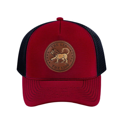 Leo Zodiac V2 5-Panel Trucker Hat with Burgundy front and Black back