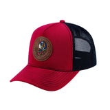 Virgo Zodiac V2 5-Panel Trucker Hat with Burgundy front and Black back