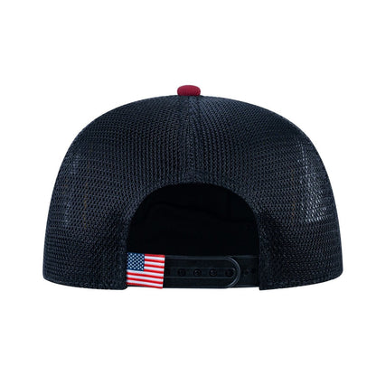 Cancer Zodiac V2 5-Panel Trucker Hat with Burgundy front and Black back