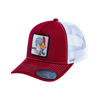 Chicken V2 5-Panel Trucker Hat with Burgundy front and White back