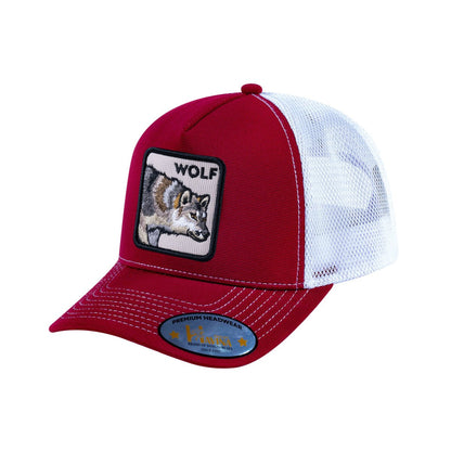 Wolf V2 5-Panel Trucker Hat with Burgundy front and White back
