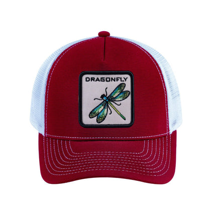 Dragonfly V2 5-Panel Trucker Hat with Burgundy front and White back