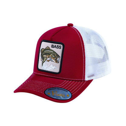 Bass V2 5-Panel Trucker Hat with Burgundy front and White back