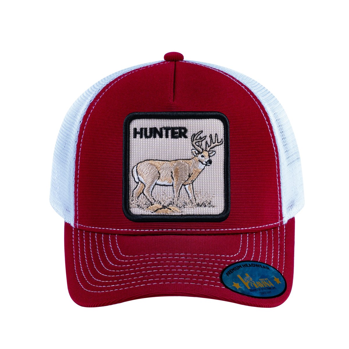 Hunter V2 5-Panel Trucker Hat with Burgundy front and White back