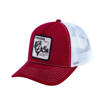 Fishing V2 5-Panel Trucker Hat with Burgundy front and White back