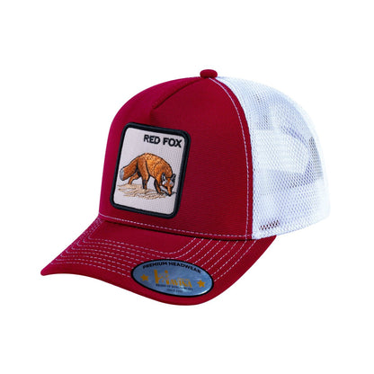 Red Fox V2 5-Panel Trucker Hat with Burgundy front and White back