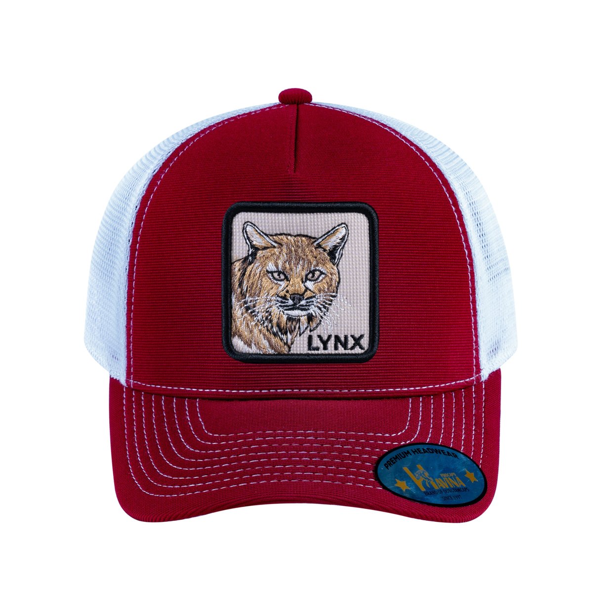 Lynx V2 5-Panel Trucker Hat with Burgundy front and White back