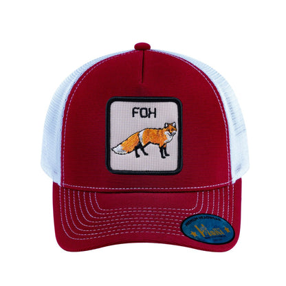 Fox V2 5-Panel Trucker Hat with Burgundy front and White back