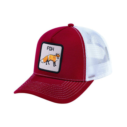 Fox V2 5-Panel Trucker Hat with Burgundy front and White back