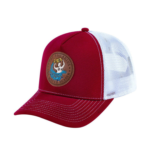 Aquarius Zodiac V2 5-Panel Trucker Hat with Burgundy front and White back