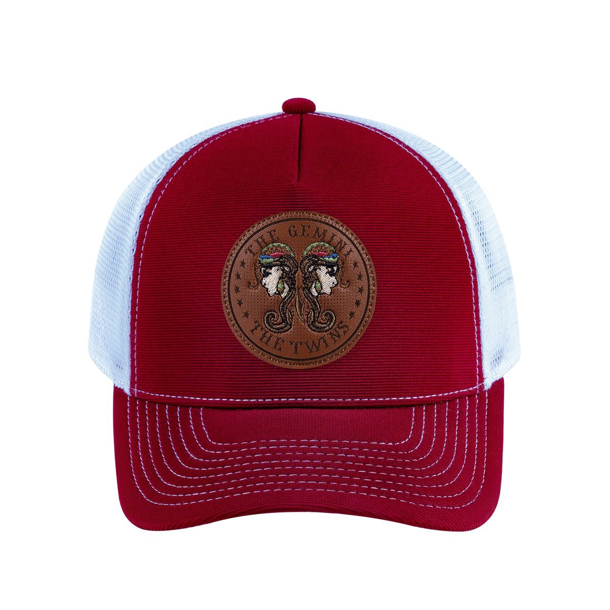 Gemini Zodiac V2 5-Panel Trucker Hat with Burgundy front and White back