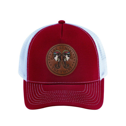 Gemini Zodiac V2 5-Panel Trucker Hat with Burgundy front and White back