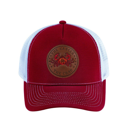 Cancer Zodiac V2 5-Panel Trucker Hat with Burgundy front and White back
