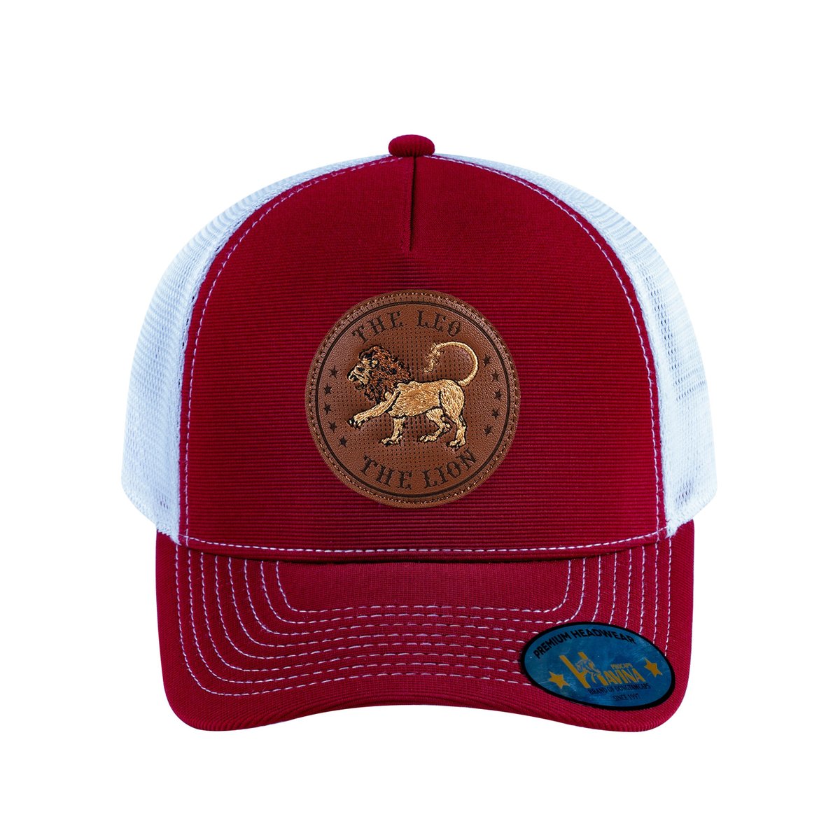 Leo Zodiac V2 5-Panel Trucker Hat with Burgundy front and White back