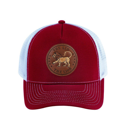 Leo Zodiac V2 5-Panel Trucker Hat with Burgundy front and White back