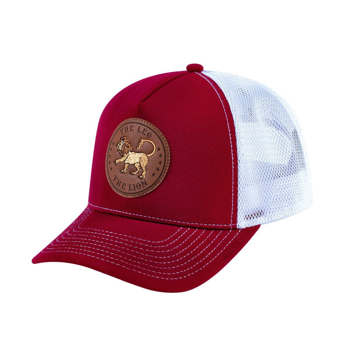 Leo Zodiac V2 5-Panel Trucker Hat with Burgundy front and White back
