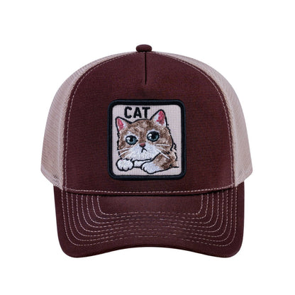 Cat V2 5-Panel Trucker Hat with Dark Brown front and Khaki back