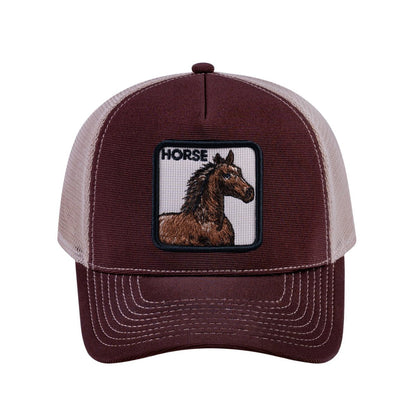 Horse V2 5-Panel Trucker Hat with Dark Brown front and Khaki back