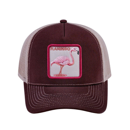 Flamingo V2 5-Panel Trucker Hat with Dark Brown front and Khaki back