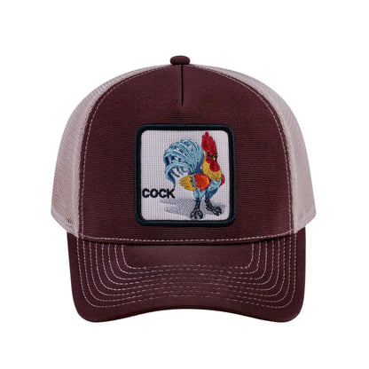 Chicken V2 5-Panel Trucker Hat with Dark Brown front and Khaki back