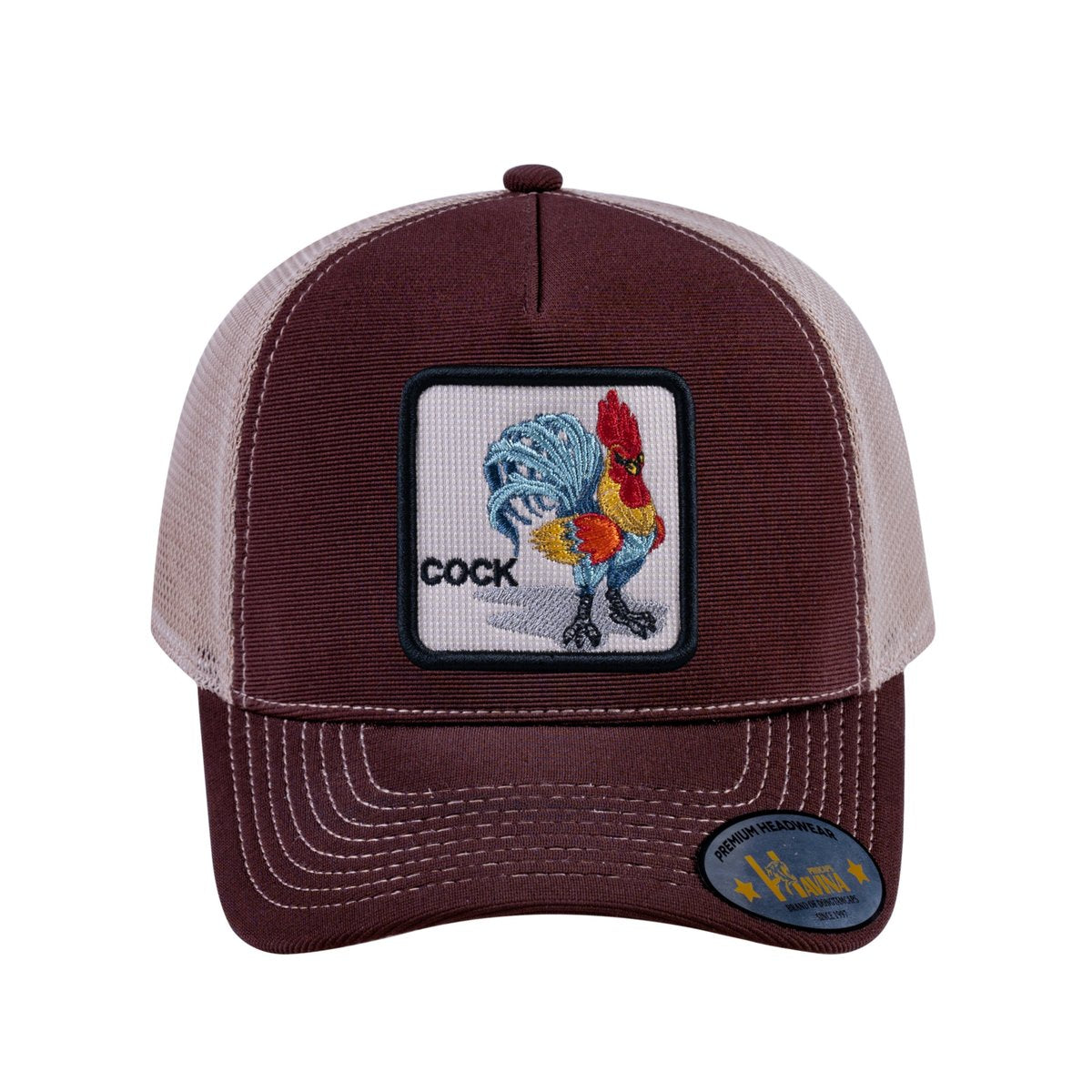 Chicken V2 5-Panel Trucker Hat with Dark Brown front and Khaki back
