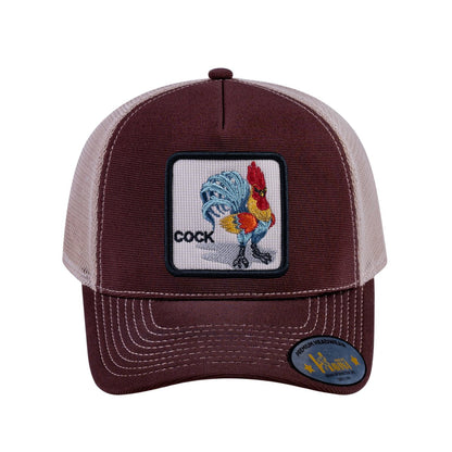 Chicken V2 5-Panel Trucker Hat with Dark Brown front and Khaki back