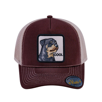 Dog V2 5-Panel Trucker Hat with Dark Brown front and Khaki back