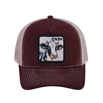 Cow V2 5-Panel Trucker Hat with Dark Brown front and Khaki back