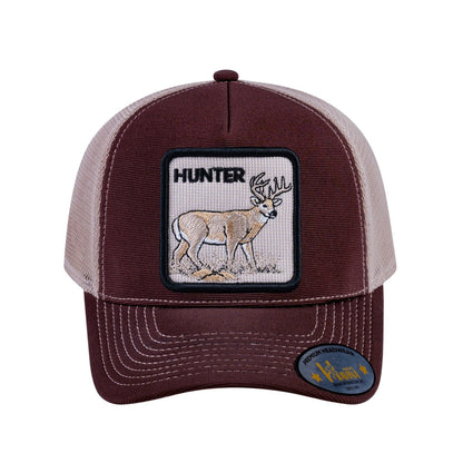 Hunter V2 5-Panel Trucker Hat with Dark Brown front and Khaki back