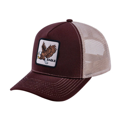 Eagle V2 5-Panel Trucker Hat with Dark Brown front and Khaki back