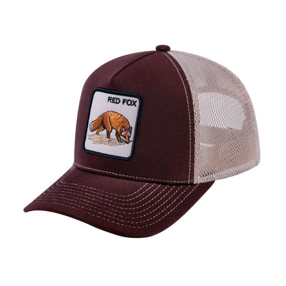 Red Fox V2 5-Panel Trucker Hat with Dark Brown front and Khaki back
