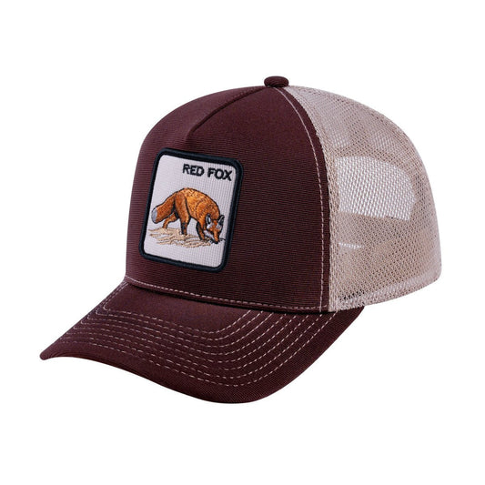 Red Fox V2 5-Panel Trucker Hat with Dark Brown front and Khaki back