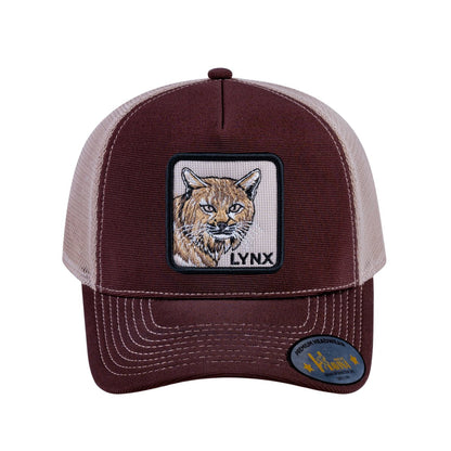Lynx V2 5-Panel Trucker Hat with Dark Brown front and Khaki back