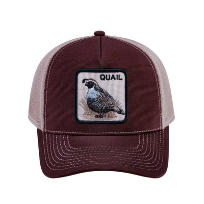 Quail V2 5-Panel Trucker Hat with Dark Brown front and Khaki back
