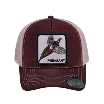 Pheasant V2 5-Panel Trucker Hat with Dark Brown front and Khaki back