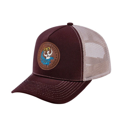 Aquarius Zodiac V2 5-Panel Trucker Hat with Dark Brown front and Khaki back
