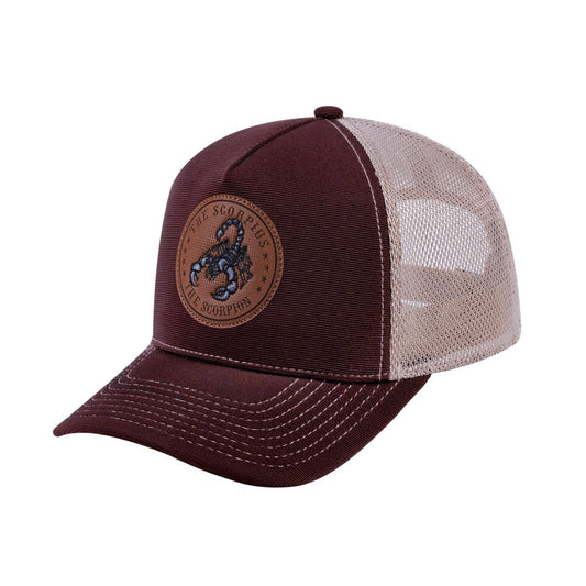 Scorpio Zodiac V2 5-Panel Trucker Hat with Dark Brown front and Khaki back