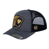 Poker 10JQKA 5-Panel Trucker Hat - Dark Grey Heather front / Black back / POKER1