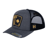 Winner Poker 10JQKA 5-Panel Trucker Hat - Dark Grey Heather front / Black back / WINNER1
