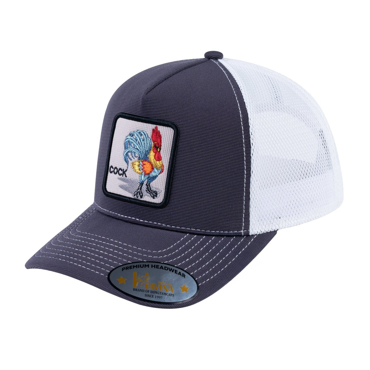 Chicken V2 5-Panel Trucker Hat with Dark Grey front and White back