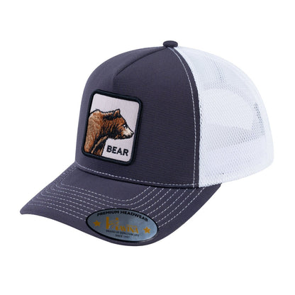 Bear V2 5-Panel Trucker Hat with Dark Grey front and White back