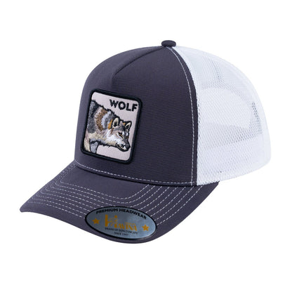 Wolf V2 5-Panel Trucker Hat with Dark Grey front and White back
