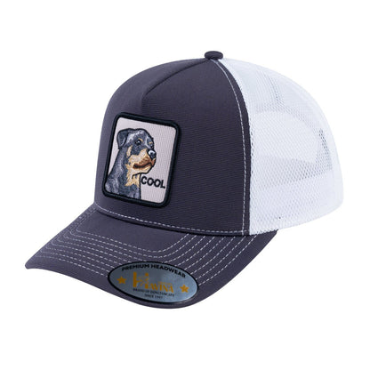 Dog V2 5-Panel Trucker Hat with Dark Grey front and White back