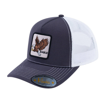 Eagle V2 5-Panel Trucker Hat with Dark Grey front and White back