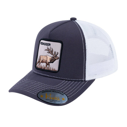Reindeer V2 5-Panel Trucker Hat with Dark Grey front and White back